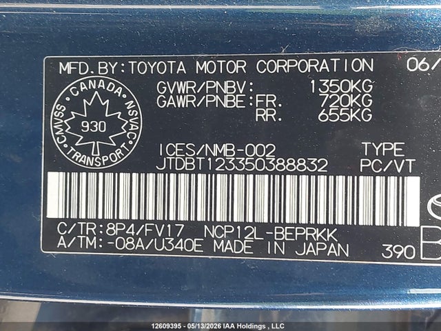 Продажа на аукционе авто 2005 Toyota Echo, vin: JTDBT123350388832, номер лота: 12609395