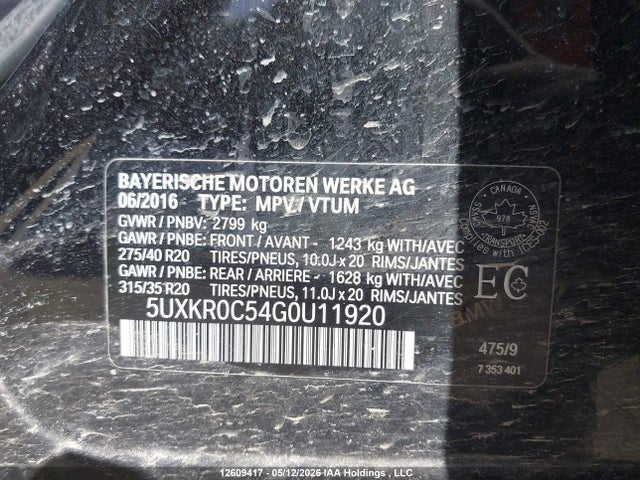 5UXKR0C54G0U11920 BMW X5 Xdrive35i