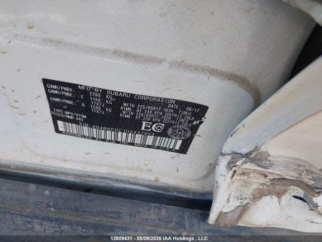 Продаж на аукціоні авто 2017 Subaru Outback 3.6r Touring, vin: 4S4BSFDC1H3437859, номер лоту: 12609431
