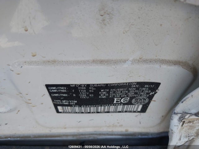 Продаж на аукціоні авто 2017 Subaru Outback 3.6r Touring, vin: 4S4BSFDC1H3437859, номер лоту: 12609431