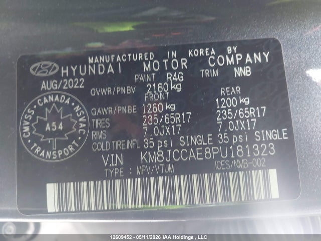 Продажа на аукционе авто 2023 Hyundai Tucson Preferred Awd With Trend Package, vin: KM8JCCAE8PU181323, номер лота: 12609452