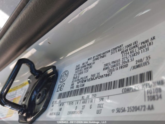 Продажа на аукционе авто 2018 Ford F-150, vin: 1FTEW1E50JFD97867, номер лота: 12609453