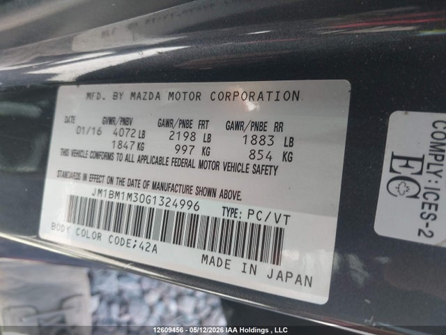 JM1BM1M30G1324996 Mazda Mazda3 Gt