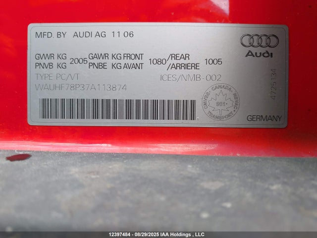 Продажа на аукционе авто 2007 Audi A3 2.0t, vin: WAUHF78P37A113874, номер лота: 12397484