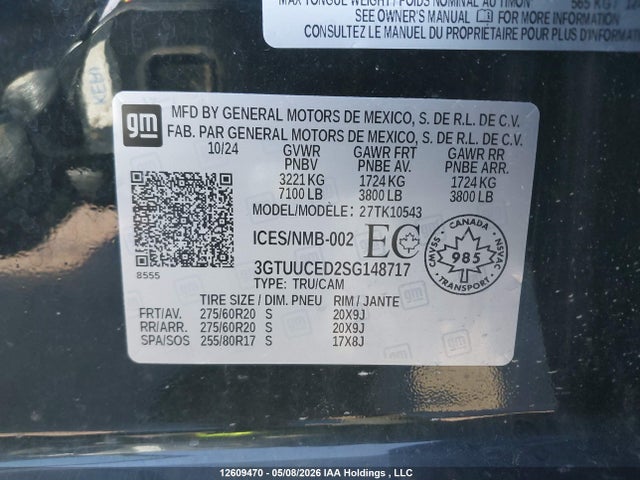 3GTUUCED2SG148717 GMC Sierra K1500 Elevation