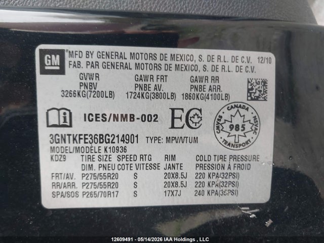 2011 Chevrolet Avalanche 1500 Lt მანქანა იყიდება აუქციონზე, vin: 3GNTKFE36BG214901, აუქციონის ნომერი: 12609491