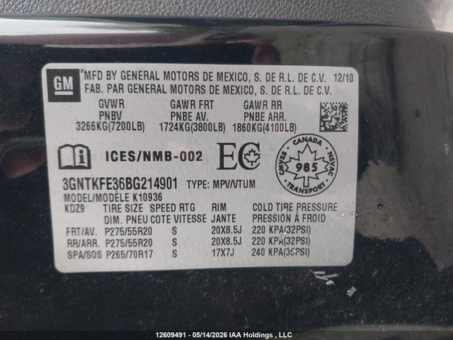 2011 Chevrolet Avalanche 1500 Lt მანქანა იყიდება აუქციონზე, vin: 3GNTKFE36BG214901, აუქციონის ნომერი: 12609491