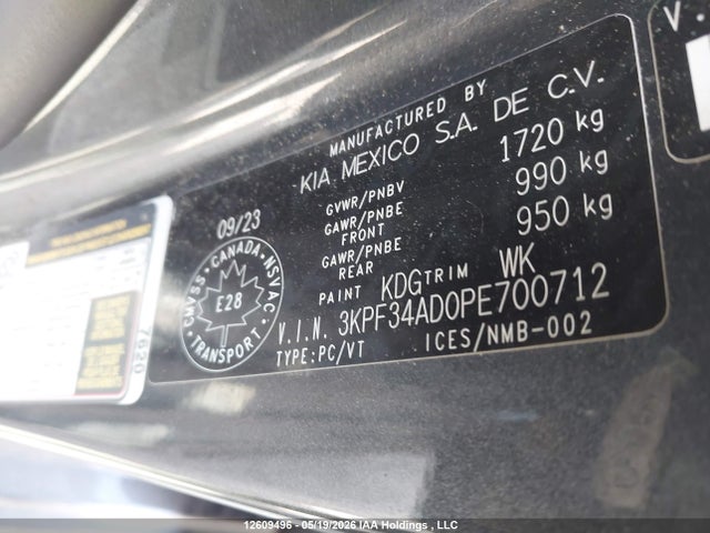 Aukcja sprzedaży 2023 Kia Forte Ex/ex Premium/ex+/gt-line, vin: 3KPF34AD0PE700712, numer aukcji: 12609496