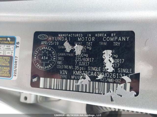 Aukcja sprzedaży 2019 Hyundai Tucson Limited/sel/sport/ultimate/value/night, vin: KM8J3CA43KU026131, numer aukcji: 12609528
