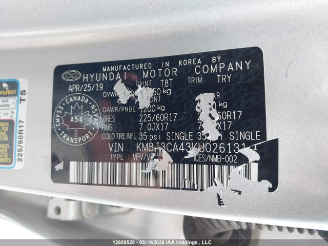 Aukcja sprzedaży 2019 Hyundai Tucson Limited/sel/sport/ultimate/value/night, vin: KM8J3CA43KU026131, numer aukcji: 12609528