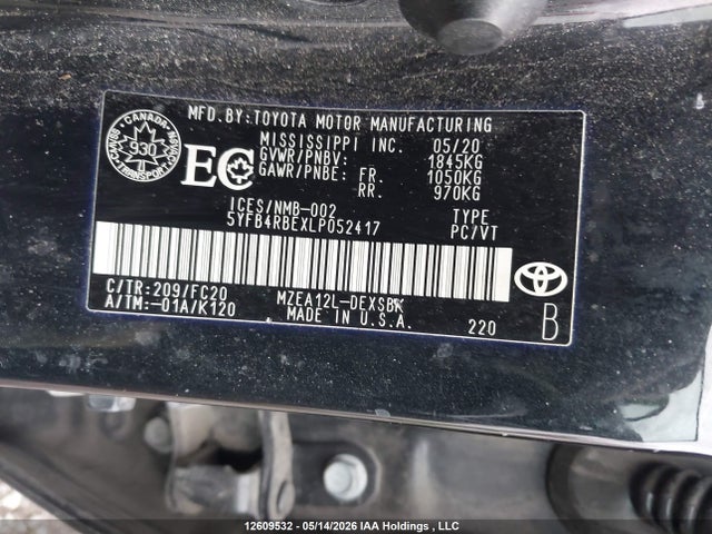 Продаж на аукціоні авто 2020 Toyota Corolla Se/xse, vin: 5YFB4RBEXLP052417, номер лоту: 12609532