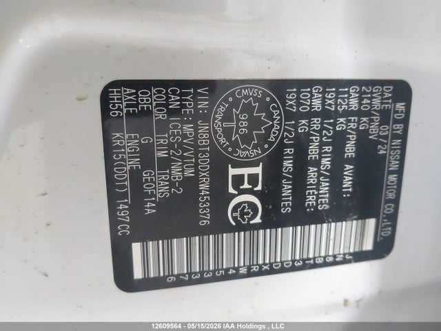 JN8BT3DDXRW453376 Nissan Rogue Platinum