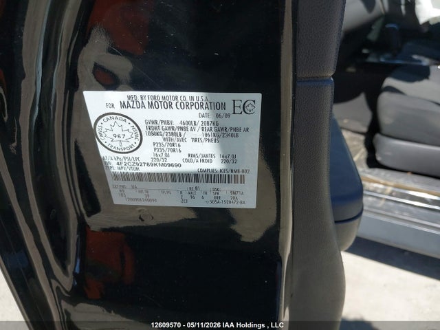 Aukcja sprzedaży 2009 Mazda Tribute Gx I4, vin: 4F2CZ92789KM09690, numer aukcji: 12609570