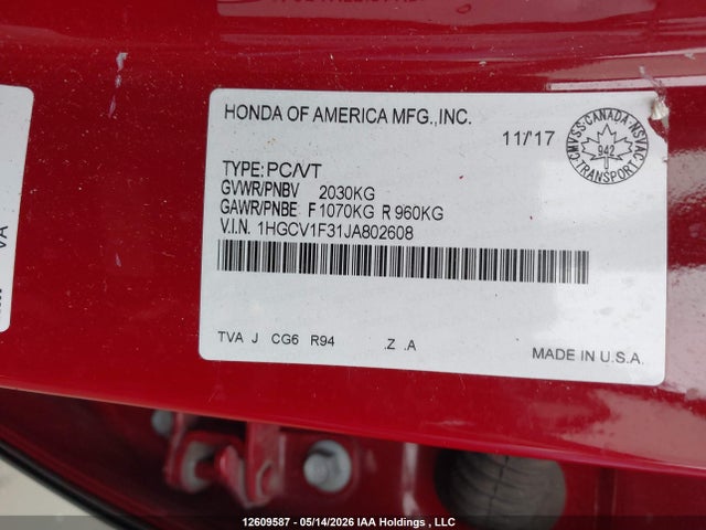 1HGCV1F31JA802608 Honda Accord Sport
