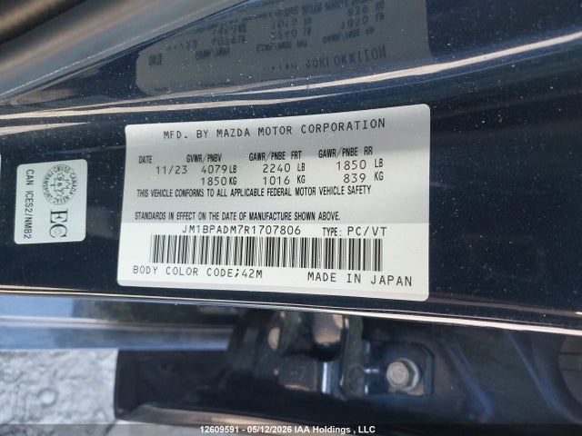 Продажа на аукционе авто 2024 Mazda Mazda3, vin: JM1BPADM7R1707806, номер лота: 12609591