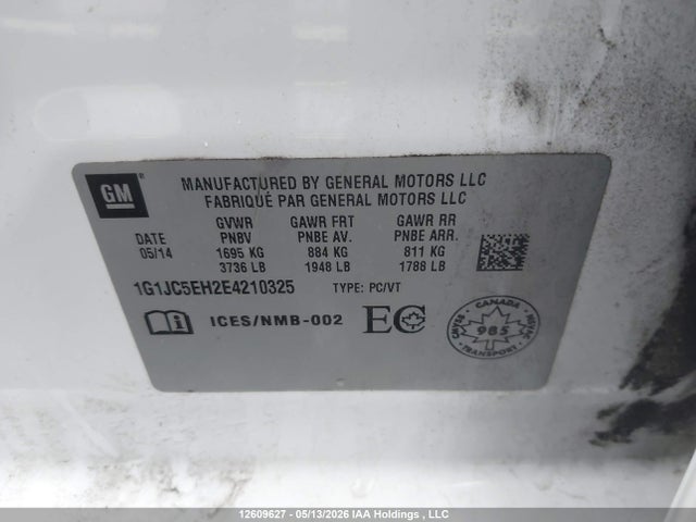 1G1JC5EH2E4210325 Chevrolet Sonic Lt Auto