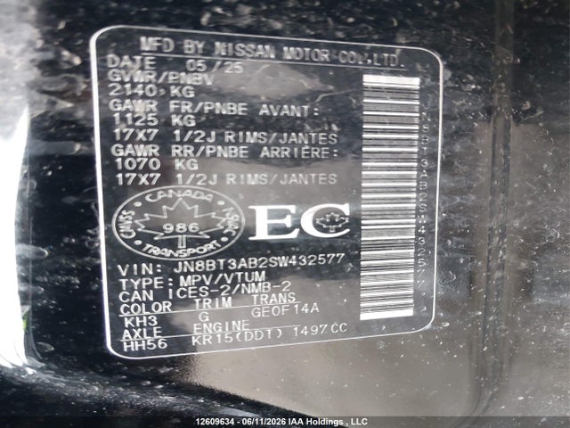 Продаж на аукціоні авто 2025 Nissan Rogue, vin: JN8BT3AB2SW432577, номер лоту: 12609634