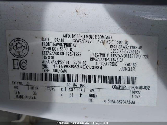 1FT8W3B63KEC63934 Ford F-350 Xlt