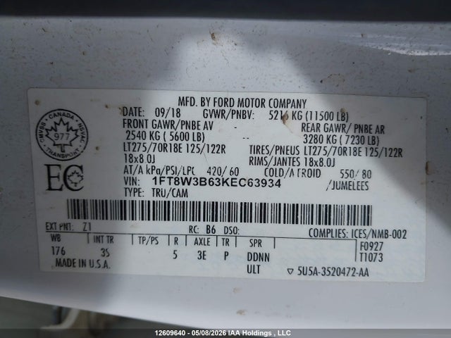 1FT8W3B63KEC63934 Ford F-350 Xlt