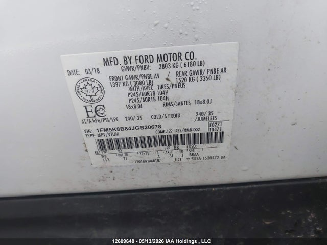 1FM5K8B84JGB20678 Ford Explorer