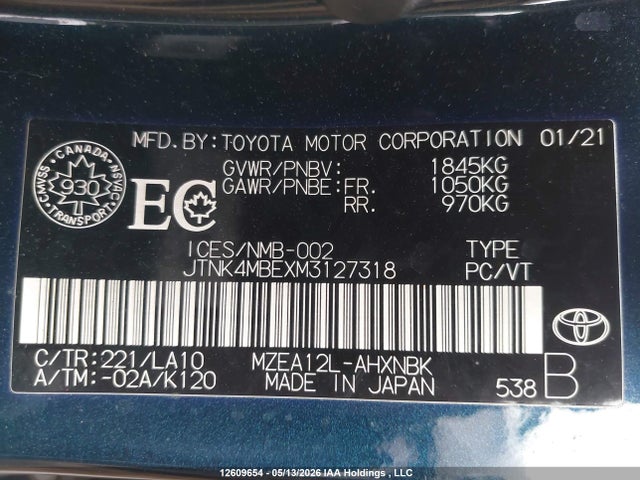 JTNK4MBEXM3127318 Toyota Corolla Se/xse