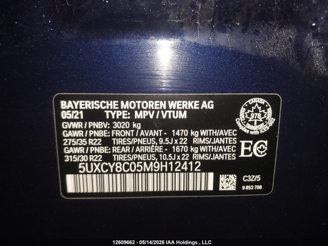BMW X6 M50i 2021 5UXCY8C05M9H12412 Image 9