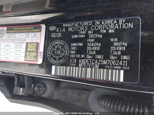 2021 Kia Seltos Sx Turbo მანქანა იყიდება აუქციონზე, vin: KNDETCA25M7062411, აუქციონის ნომერი: 12609709