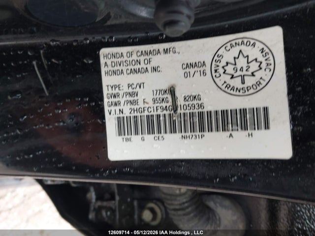 2HGFC1F94GH105936 Honda Civic Touring