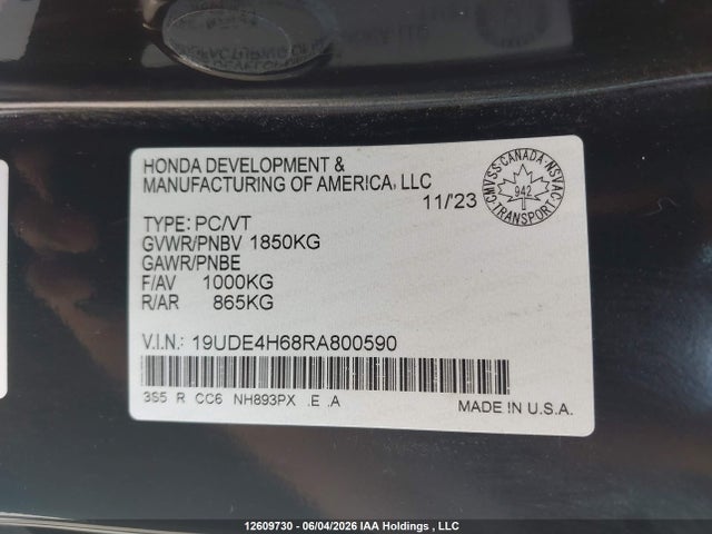 Aukcja sprzedaży 2024 Acura Integra A-spec Tech, vin: 19UDE4H68RA800590, numer aukcji: 12609730