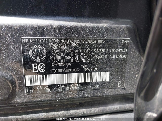 12609737 :رقم المزاد ، 2T3R1RFV3RC450862 vin ، 2024 Toyota Rav4 مزاد بيع