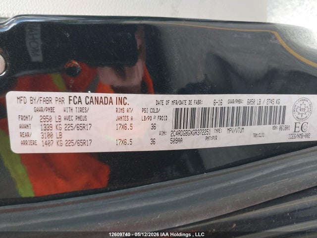 Aukcja sprzedaży 2016 Dodge Grand Caravan Se, vin: 2C4RDGBGXGR372251, numer aukcji: 12609740