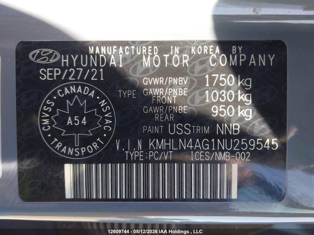 Продажа на аукционе авто 2022 Hyundai Elantra Sel, vin: KMHLN4AG1NU259545, номер лота: 12609744