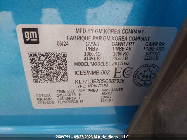12609751 :رقم المزاد ، KL77LJE28SC087926 vin ، 2025 Chevrolet Trax 2rs Fwd مزاد بيع
