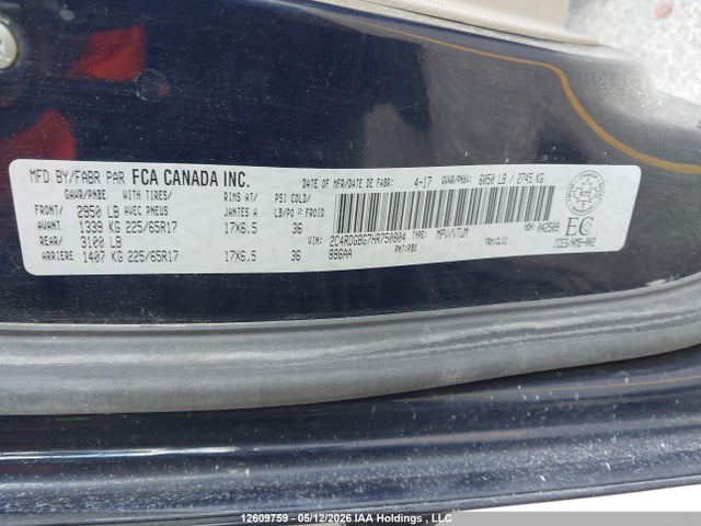 Продажа на аукционе авто 2017 Dodge Grand Caravan Se, vin: 2C4RDGBG7HR750804, номер лота: 12609759
