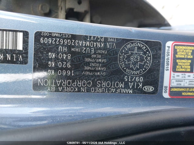 12609781 :رقم المزاد ، KNADM4A32G6622609 vin ، 2016 Kia Rio Ex/ex+ W/sunroof/lx/lx+/lx+ Eco/sx مزاد بيع