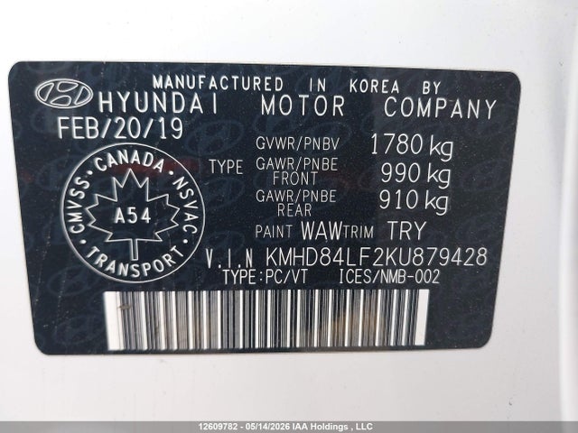 KMHD84LF2KU879428 Hyundai Elantra Preferred