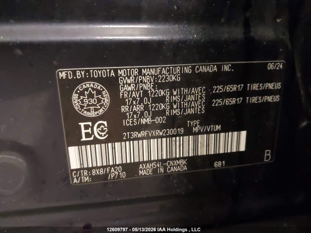 12609797 :رقم المزاد ، 2T3RWRFVXRW230019 vin ، 2024 Toyota Rav4 Xle/woodland Edition مزاد بيع