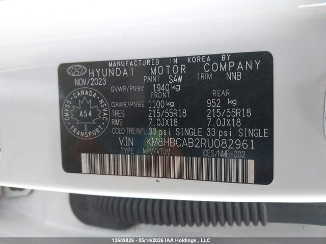 2024 Hyundai Kona მანქანა იყიდება აუქციონზე, vin: KM8HBCAB2RU082961, აუქციონის ნომერი: 12609826