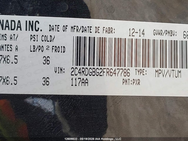 Продажа на аукционе авто 2015 Dodge Grand Caravan Se, vin: 2C4RDGBG2FR647786, номер лота: 12609833