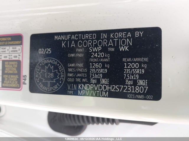 Aukcja sprzedaży 2025 Kia Sportage Ex Premium, vin: KNDPVDDH2S7231807, numer aukcji: 12609834