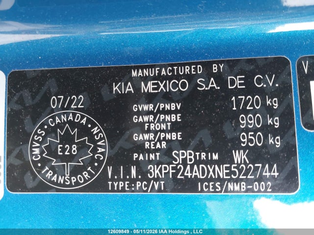 KIA FORTE LX 2022 3KPF24ADXNE522744 Image 9