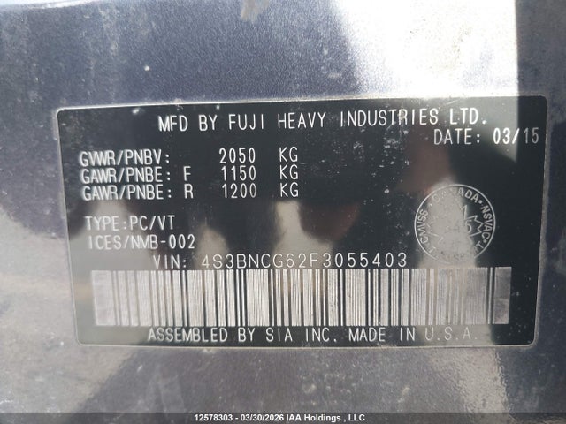 4S3BNCG62F3055403 Subaru Legacy 2.5i Premium