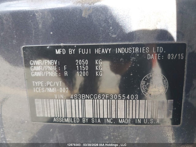 4S3BNCG62F3055403 Subaru Legacy 2.5i Premium