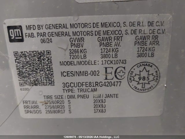 Продаж на аукціоні авто 2024 Chevrolet Silverado K1500 Lt Trail Boss, vin: 3GCUDFE81RG420477, номер лоту: 12609878
