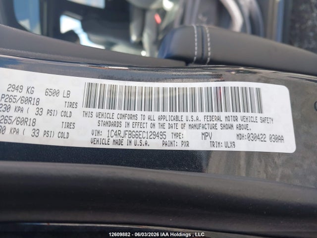 2014 Jeep Grand Cherokee Limited მანქანა იყიდება აუქციონზე, vin: 1C4RJFBG6EC129495, აუქციონის ნომერი: 12609882