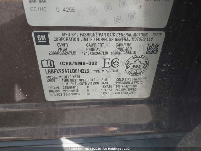 Aukcja sprzedaży 2020 Buick Envision Essence, vin: LRBFX2SA7LD014223, numer aukcji: 12609884