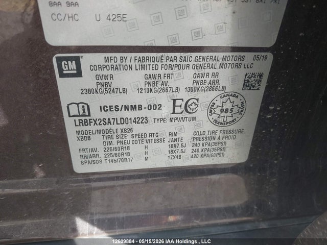 Aukcja sprzedaży 2020 Buick Envision Essence, vin: LRBFX2SA7LD014223, numer aukcji: 12609884