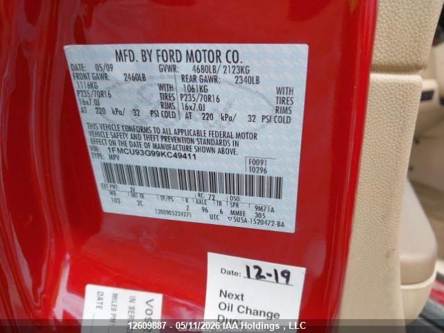 Продаж на аукціоні авто 2009 Ford Escape Xlt, vin: 1FMCU93G99KC49411, номер лоту: 12609887
