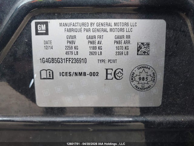 1G4GB5G31FF236910 Buick Lacrosse Leather