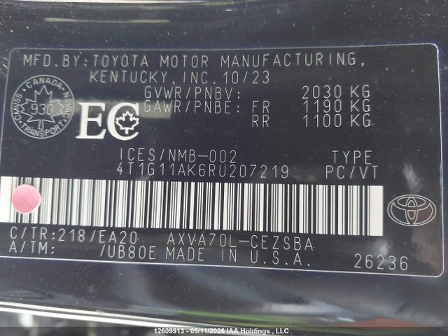 4T1G11AK6RU207219 Toyota CAMRY SE